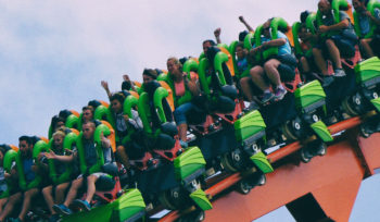 Rollercoaster with green seats