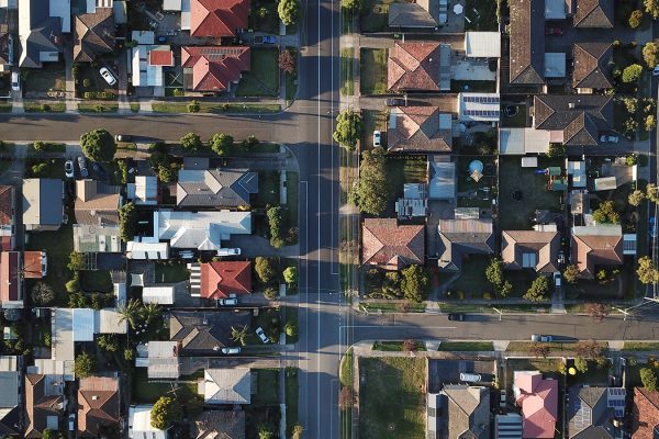 Aerial view of Australian property suburb