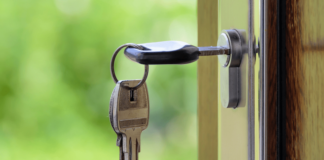 key in the door close up