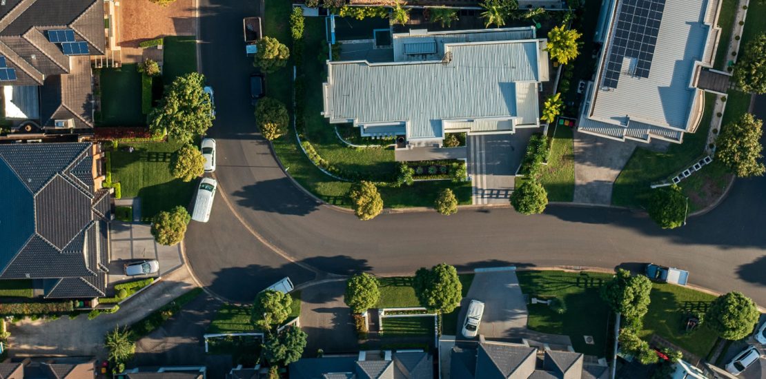 Australian neighborhood seen from above