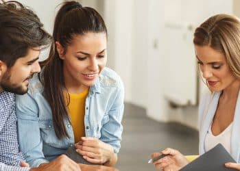 man and women doing finance