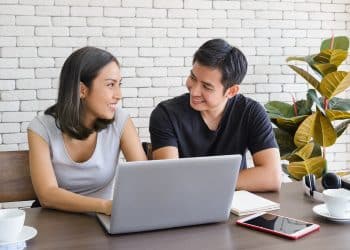 couple working on finances